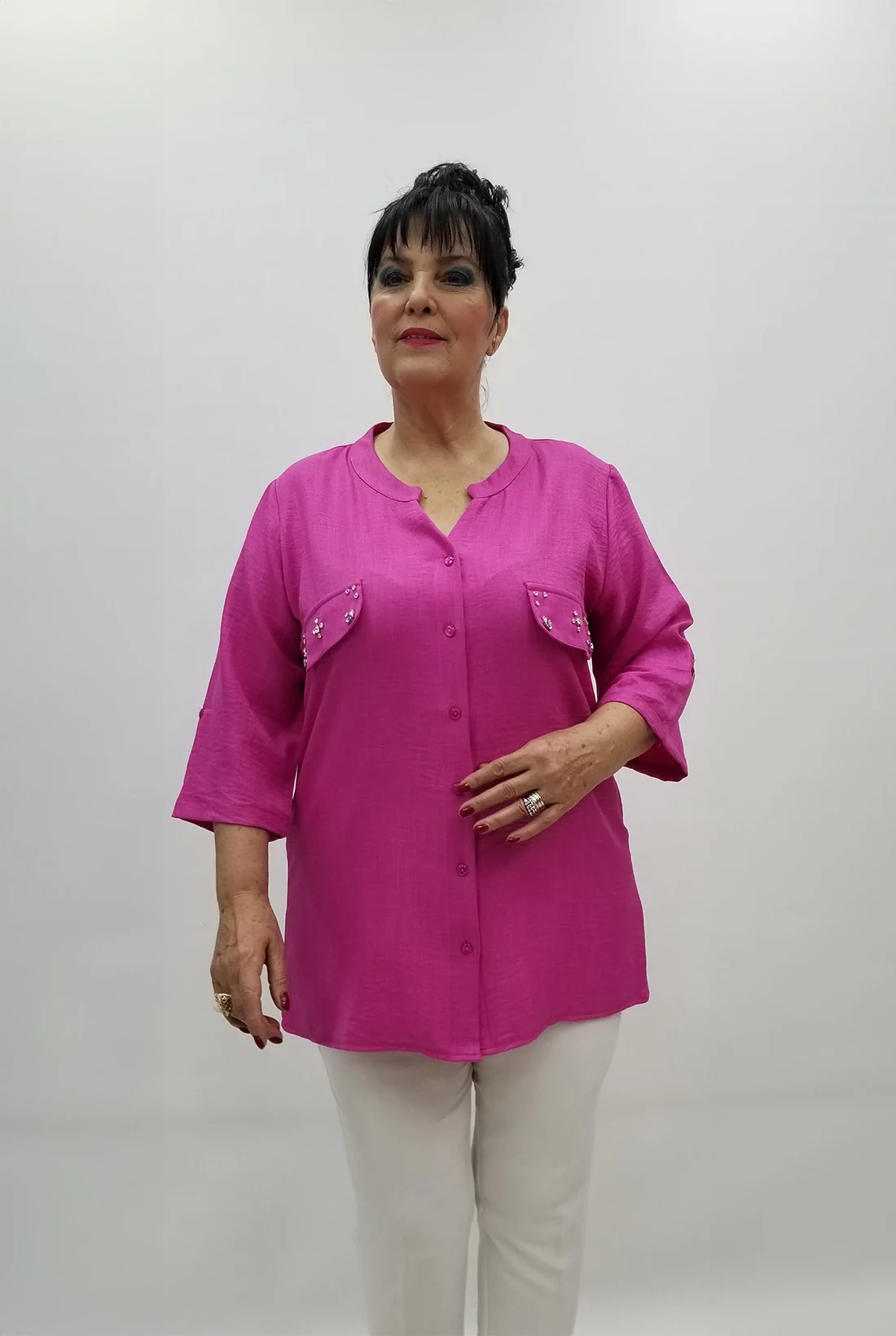 Miraggio Büyük Beden Gömlek 99504 FUŞYA