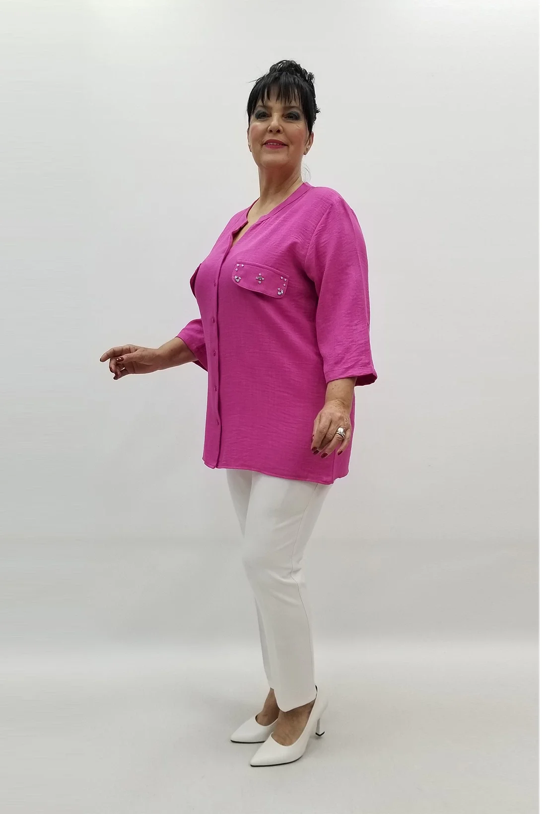 Miraggio Büyük Beden Gömlek 99504 FUŞYA