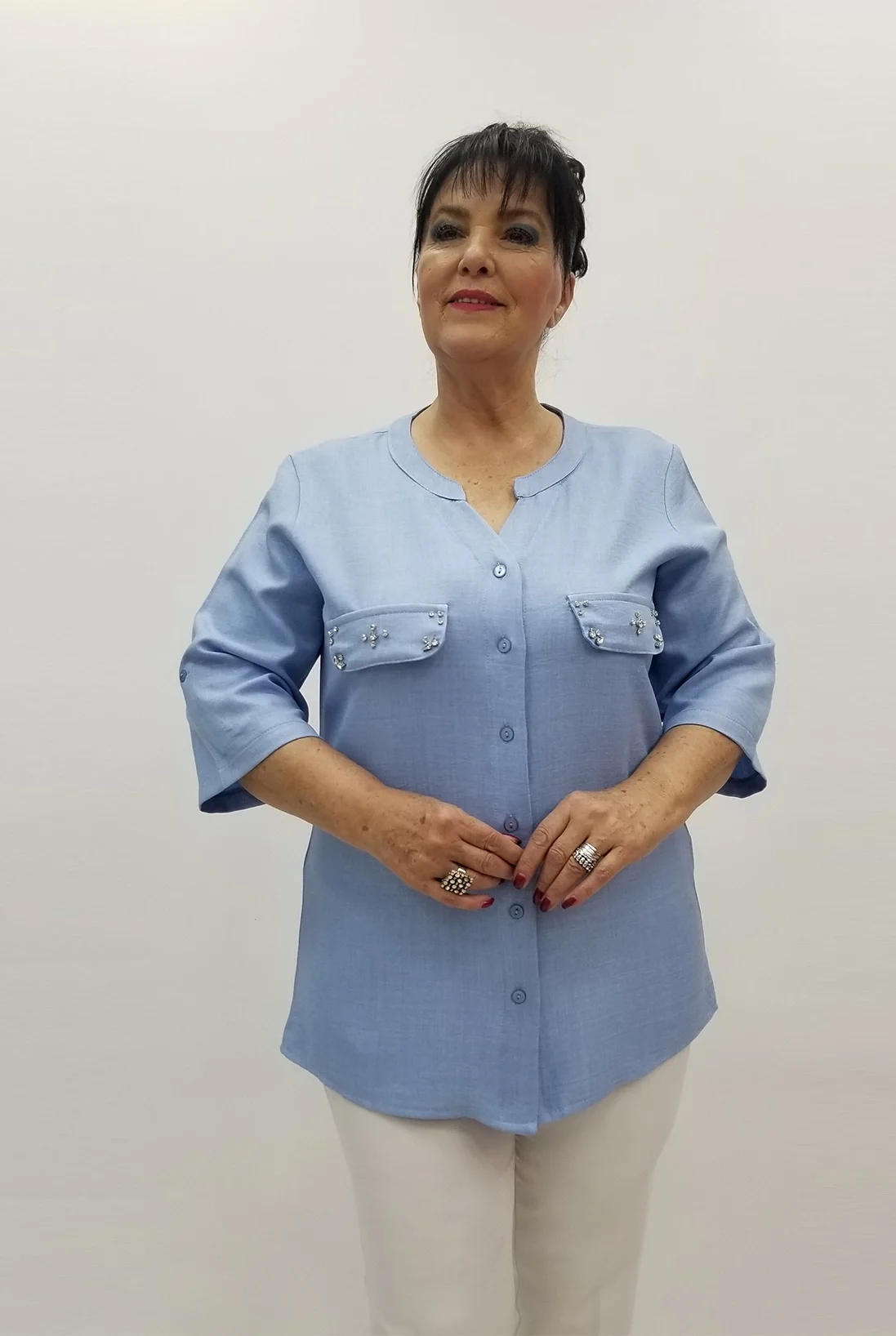 Miraggio Büyük Beden Gömlek 99504 MAVİ