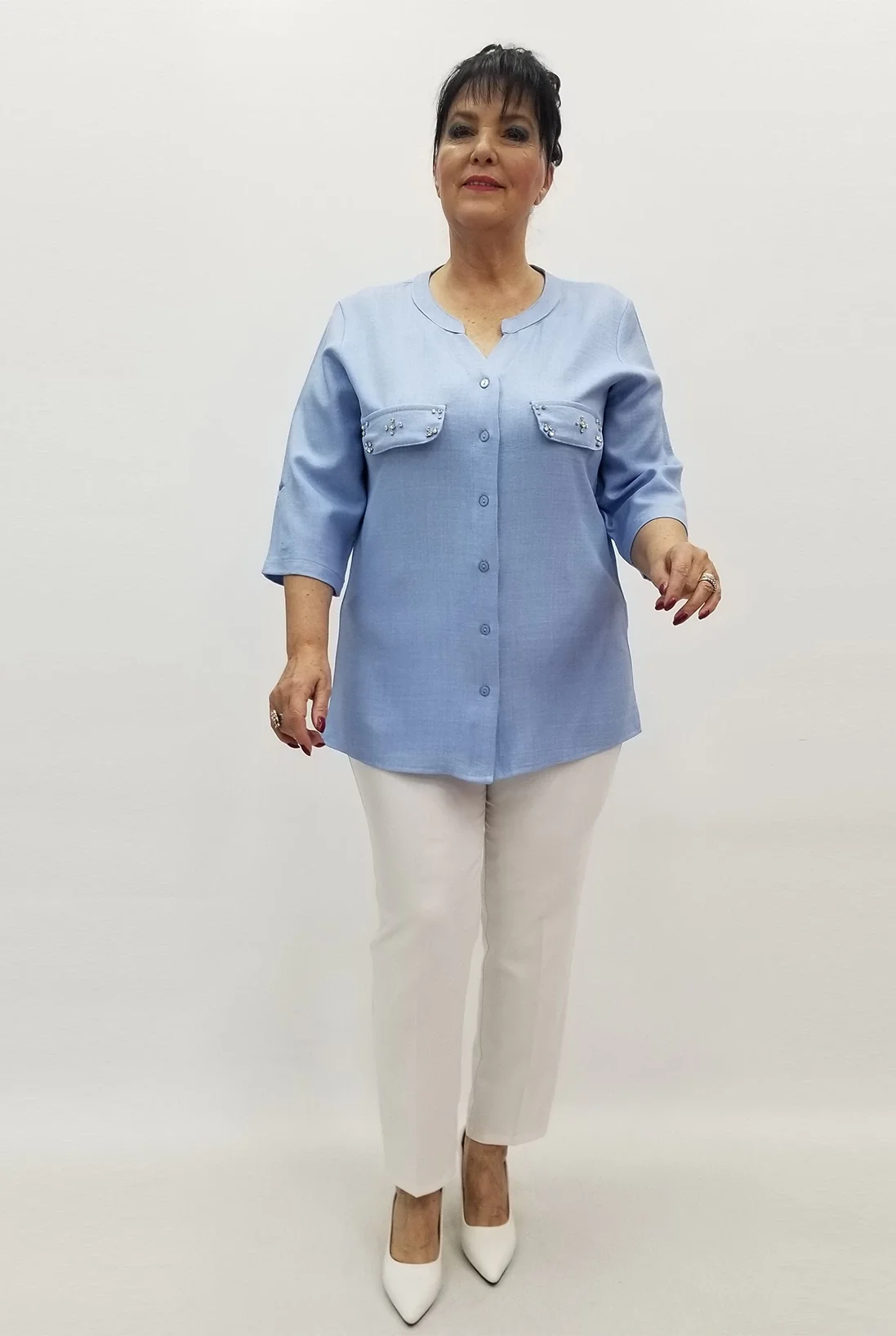 Miraggio Büyük Beden Gömlek 99504 MAVİ