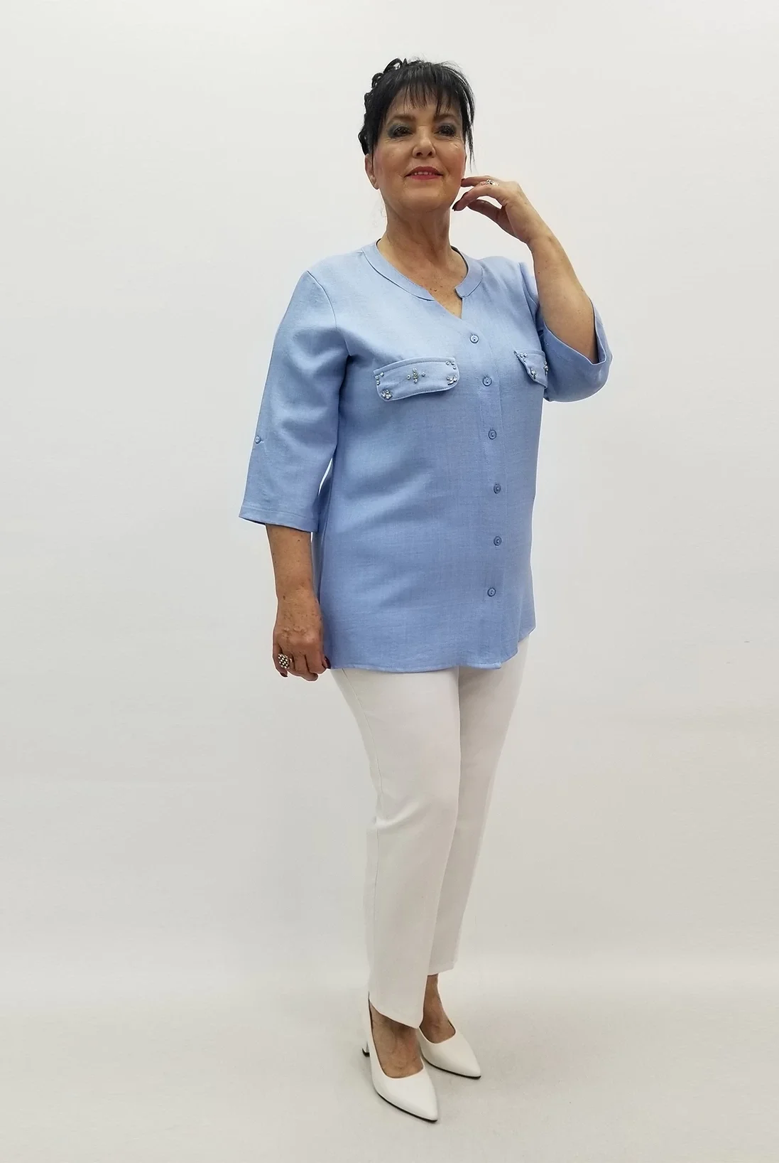 Miraggio Büyük Beden Gömlek 99504 MAVİ