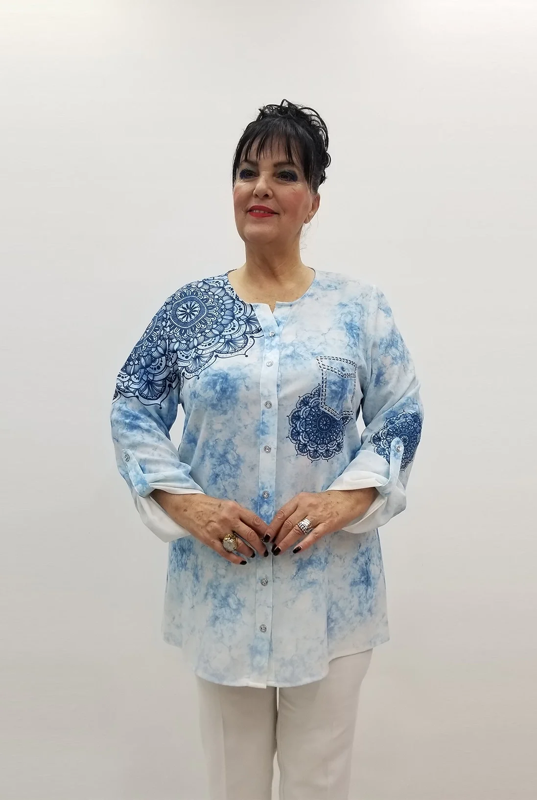 Miraggio Büyük Beden Gömlek 99543 MAVİ