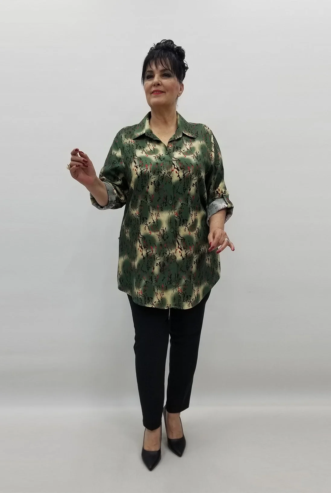 Miraggio Büyük Beden Gömlek 99560 YEŞİL