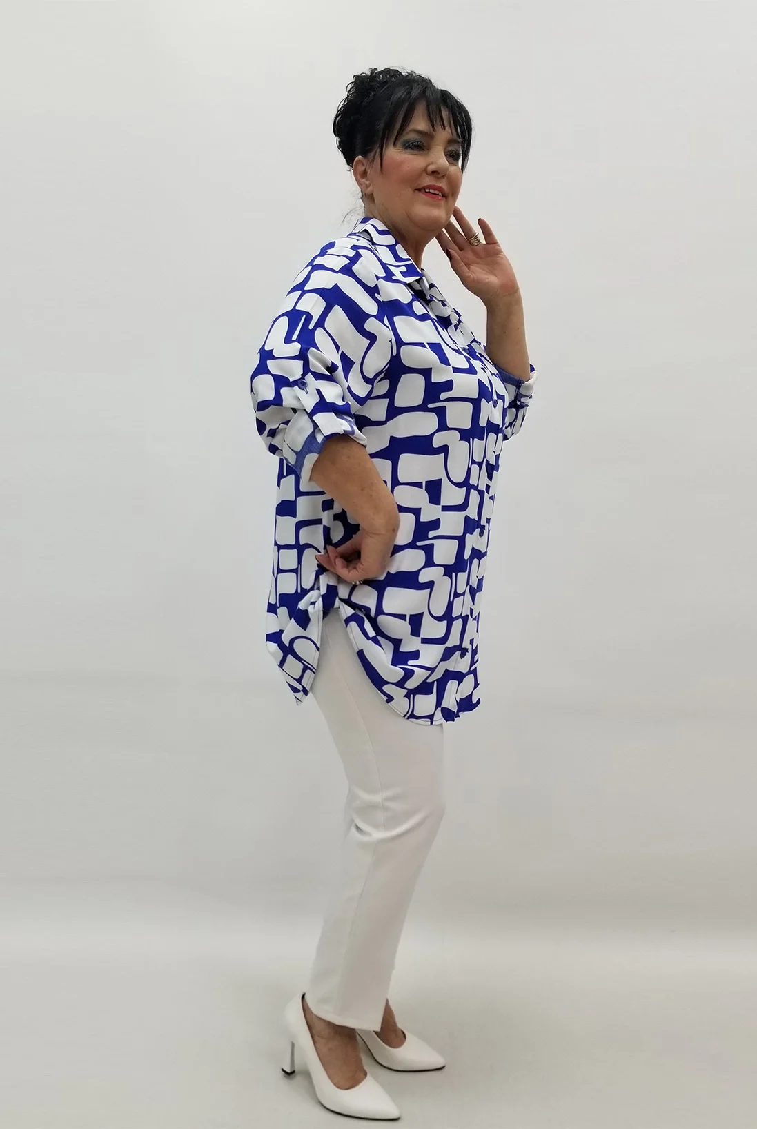 Miraggio Büyük Beden Gömlek 99561 BEYAZ/SAKS