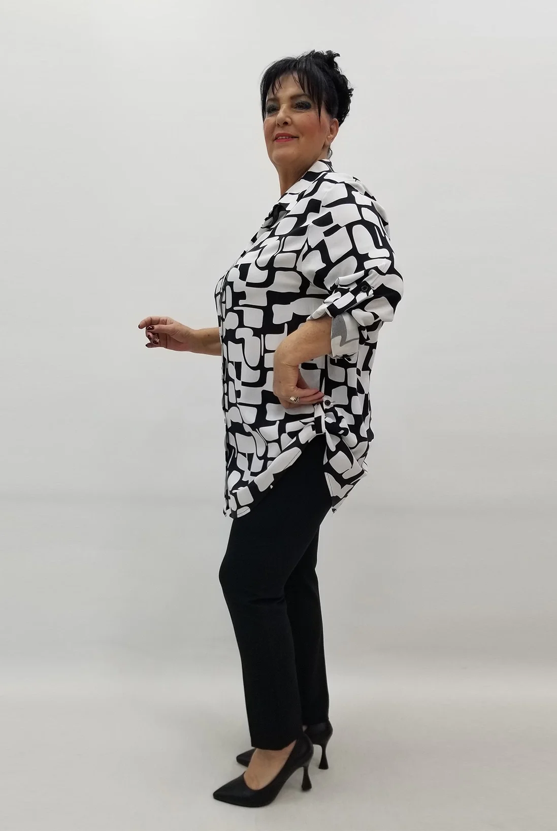 Miraggio Büyük Beden Gömlek 99561 SİYAH/BEYAZ