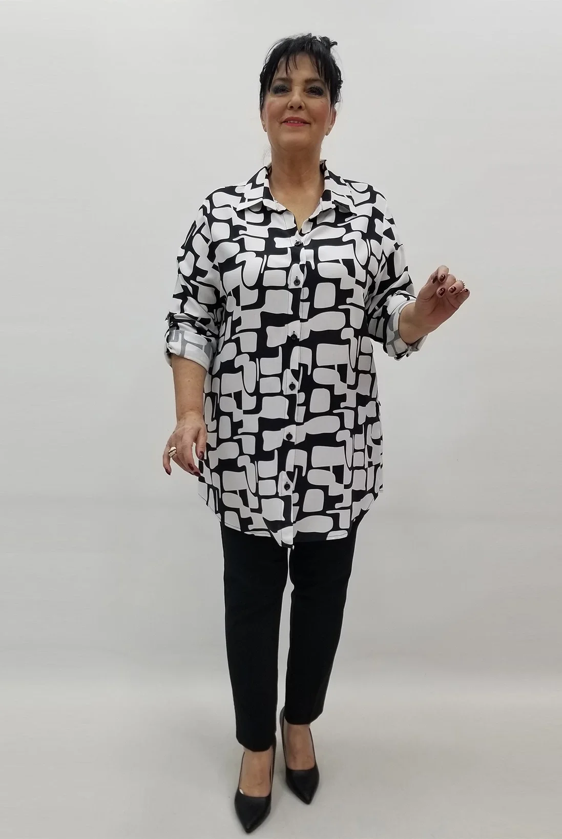 Miraggio Büyük Beden Gömlek 99561 SİYAH/BEYAZ