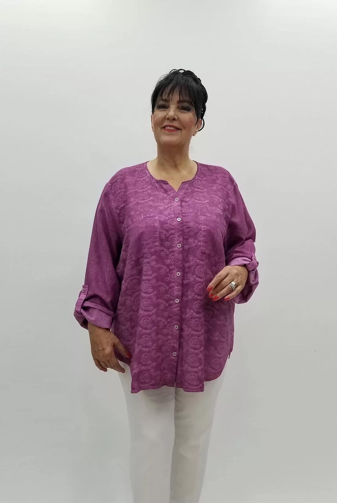 Miraggio Büyük Beden Gömlek 99565 GÜL KURUSU