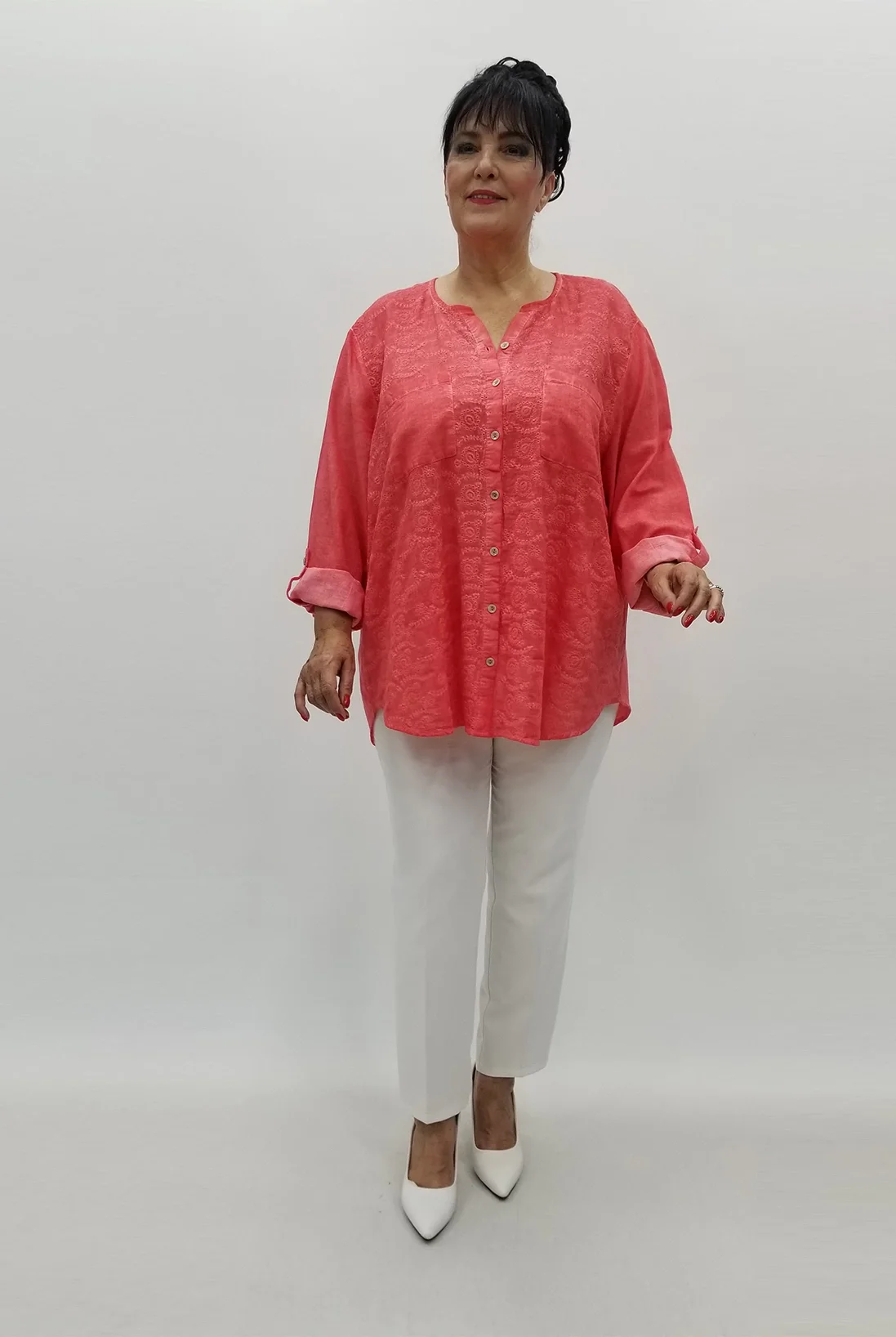 Miraggio Büyük Beden Gömlek 99565 NAR ÇİÇEĞİ