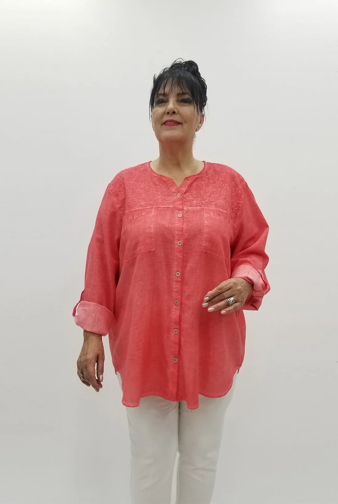 Miraggio Büyük Beden Gömlek 99566 NAR ÇİÇEĞİ