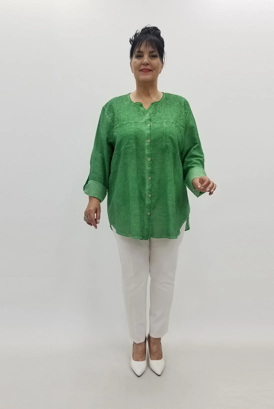 Miraggio Büyük Beden Gömlek 99566 YEŞİL