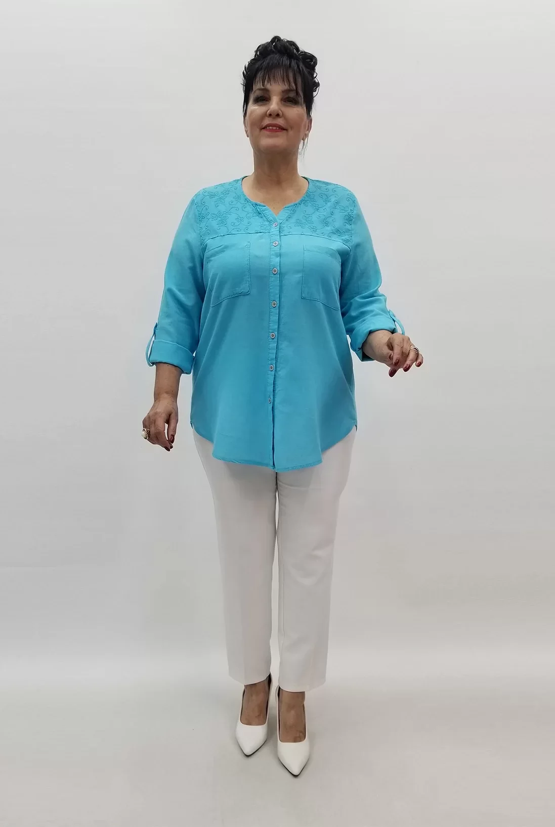 Miraggio Büyük Beden Gömlek 99566A MAVİ