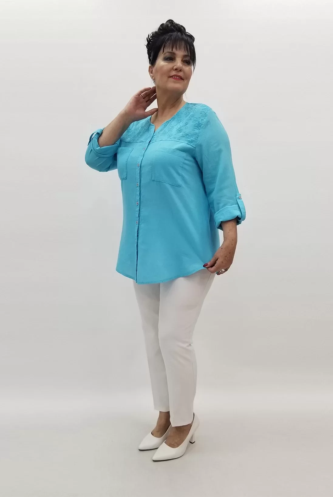 Miraggio Büyük Beden Gömlek 99566A MAVİ