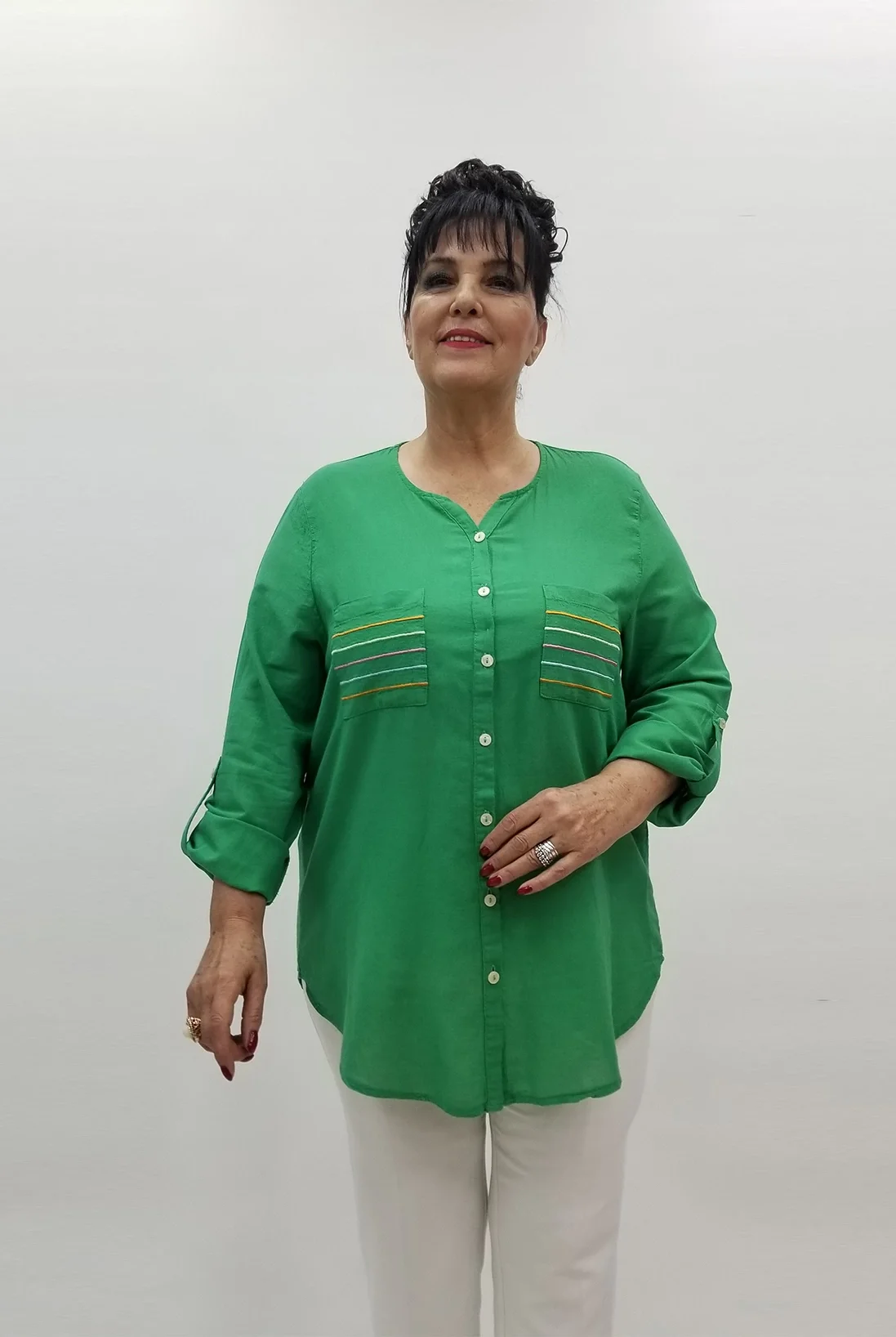 Miraggio Büyük Beden Gömlek 99567 YEŞİL