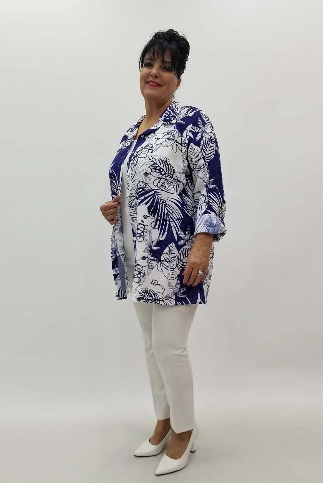 Miraggio Büyük Beden Gömlek 99594 LACİ/BEYAZ