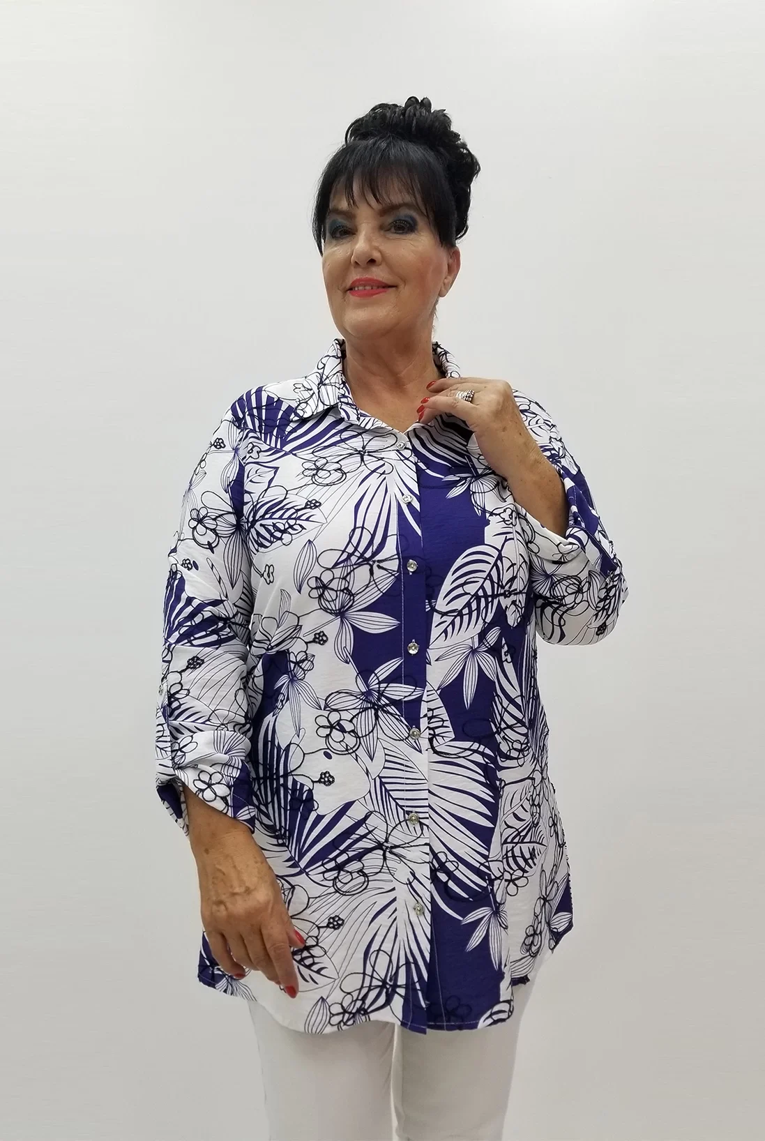 Miraggio Büyük Beden Gömlek 99594 LACİ/BEYAZ