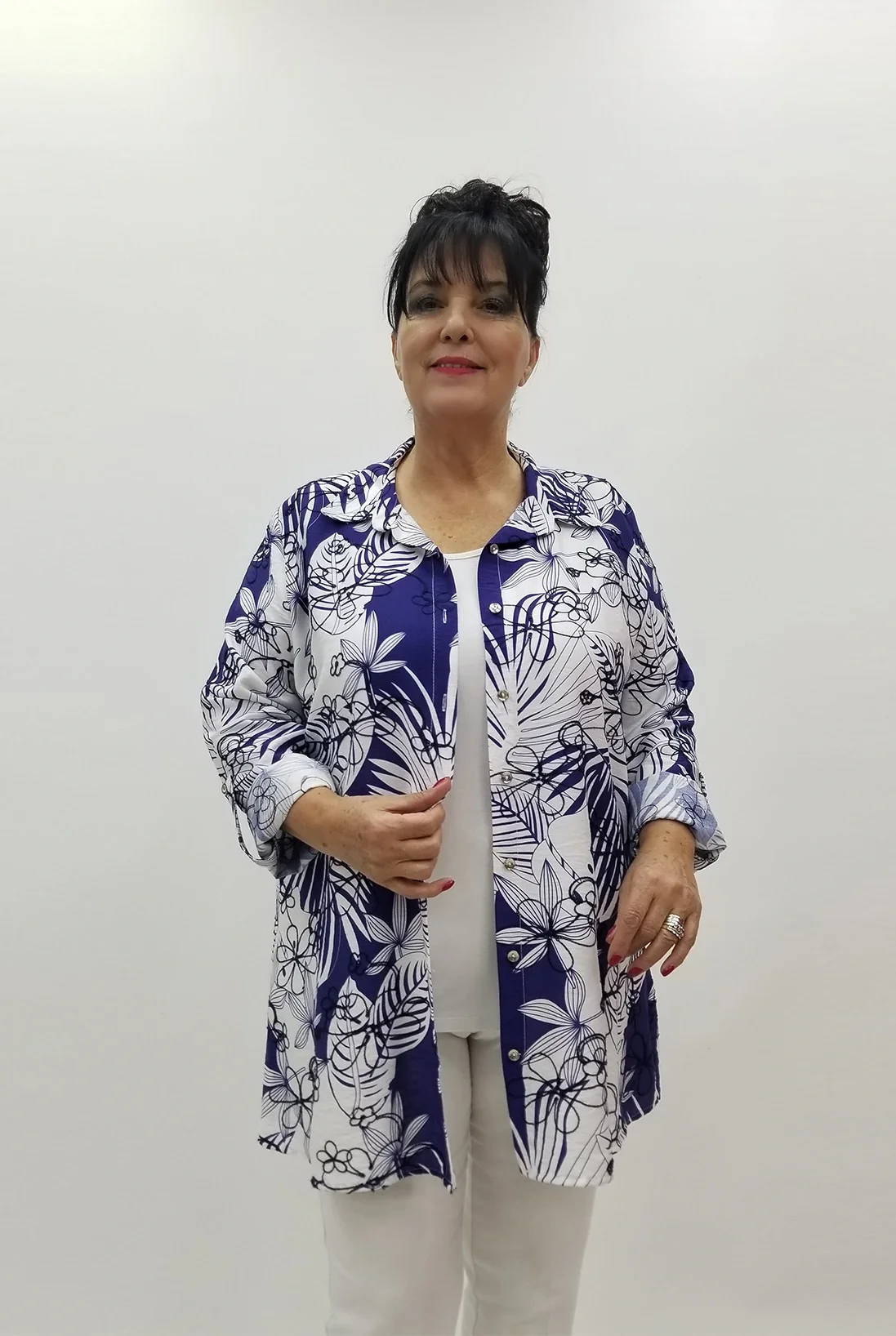 Miraggio Büyük Beden Gömlek 99594 LACİ/BEYAZ