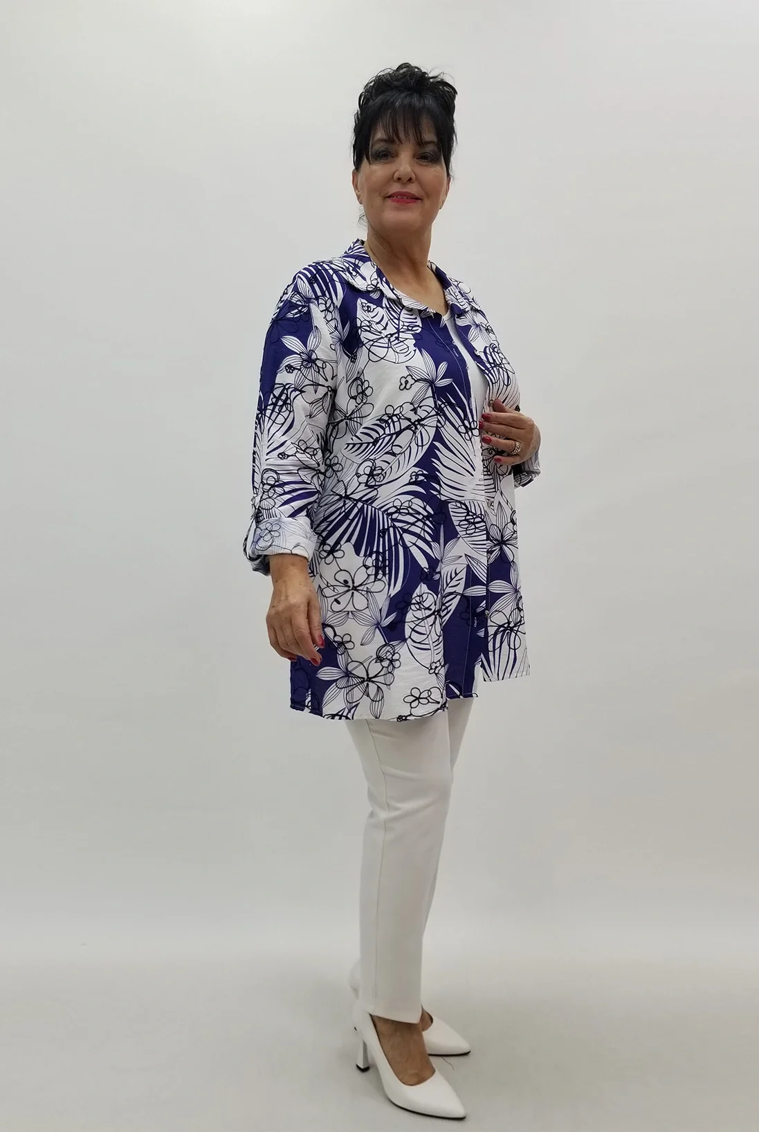 Miraggio Büyük Beden Gömlek 99594 LACİ/BEYAZ