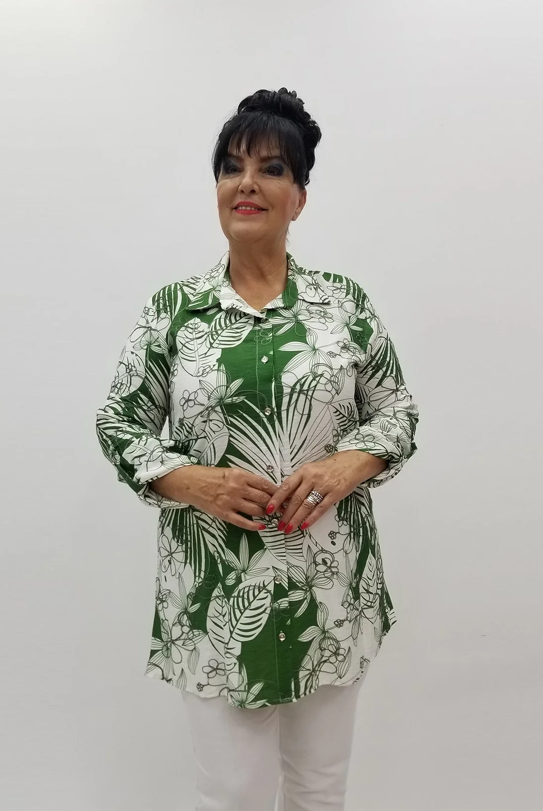 Miraggio Büyük Beden Gömlek 99594 YEŞİL/BEYAZ