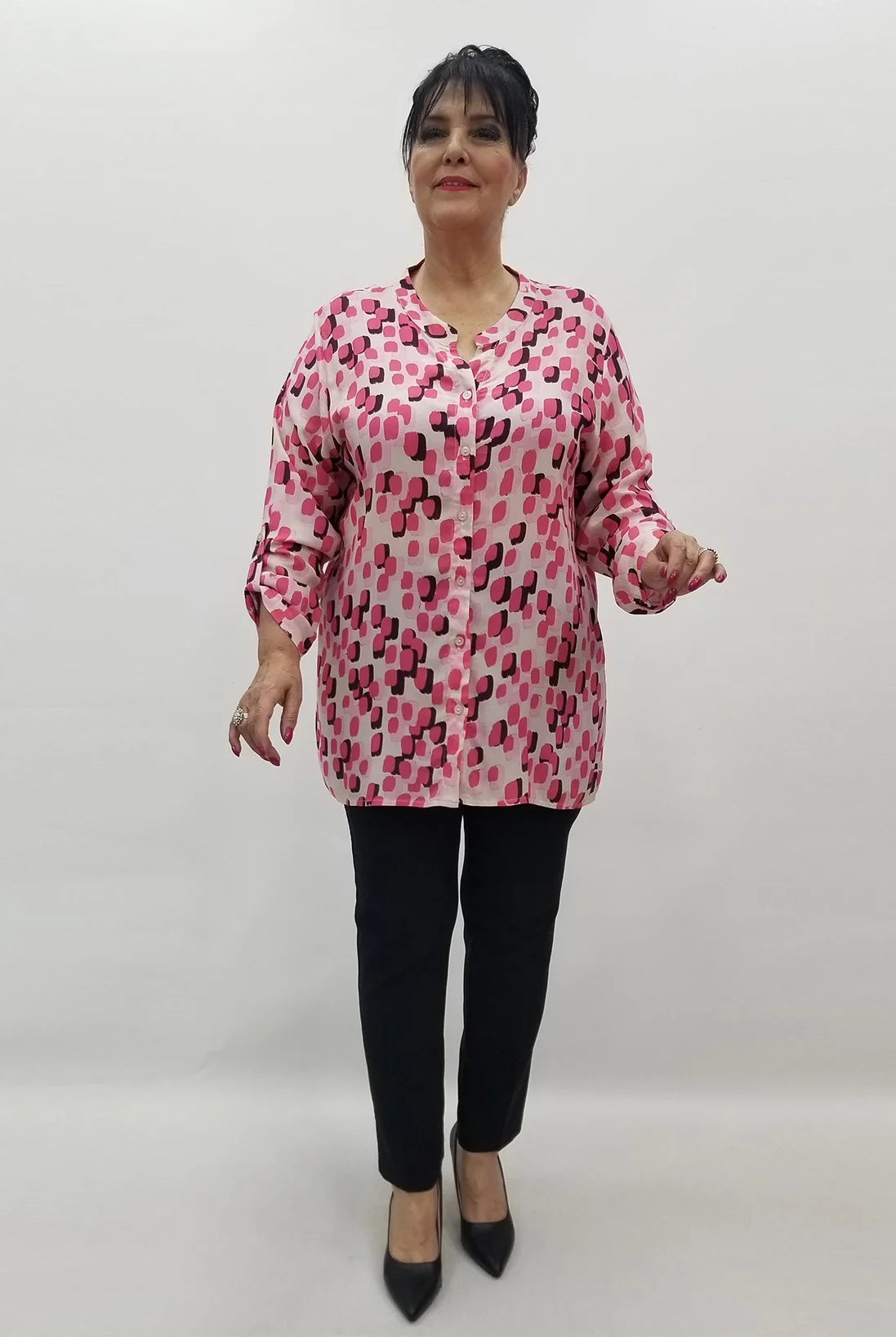 Miraggio Büyük Beden Gömlek 99609 PEMBE