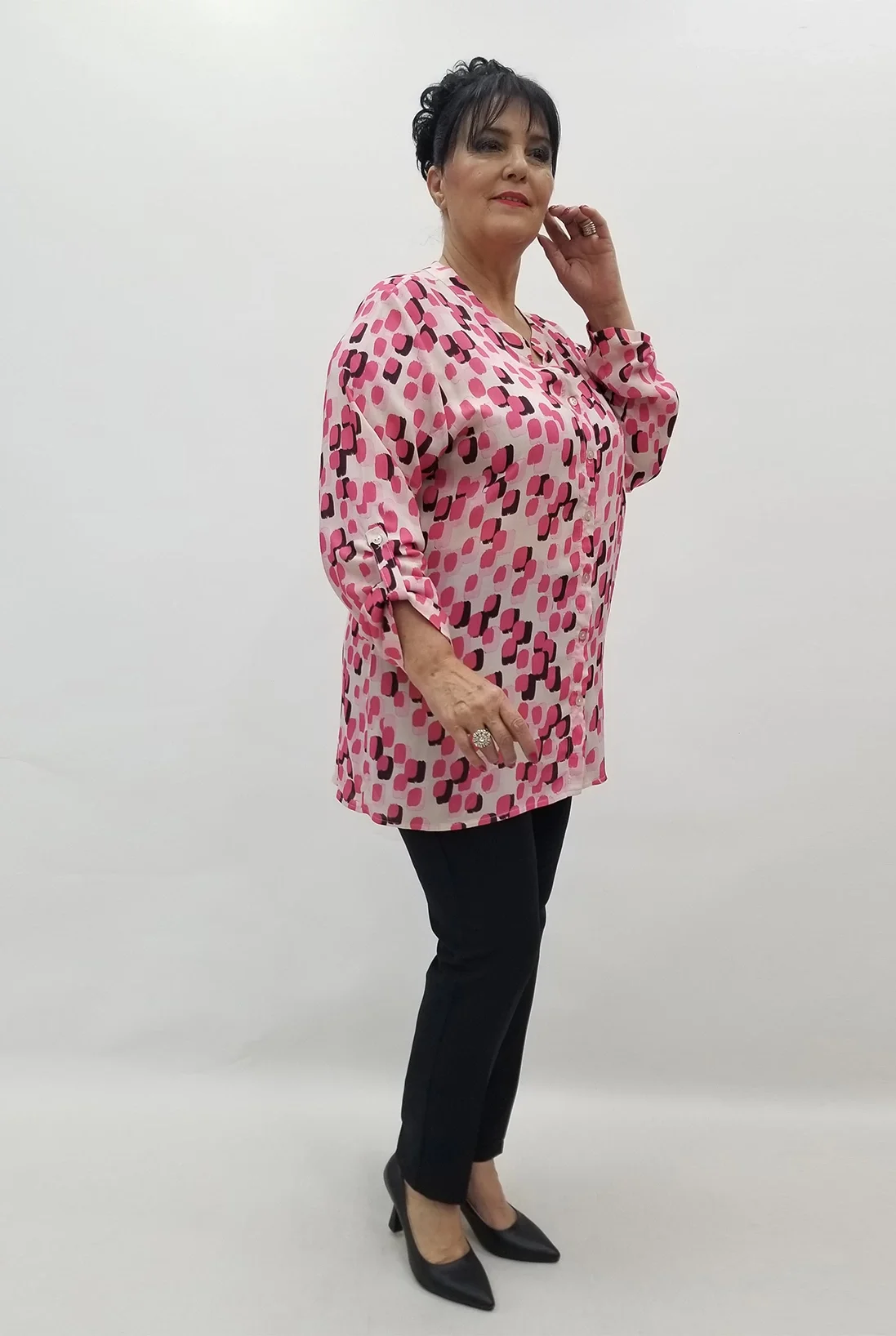 Miraggio Büyük Beden Gömlek 99609 PEMBE