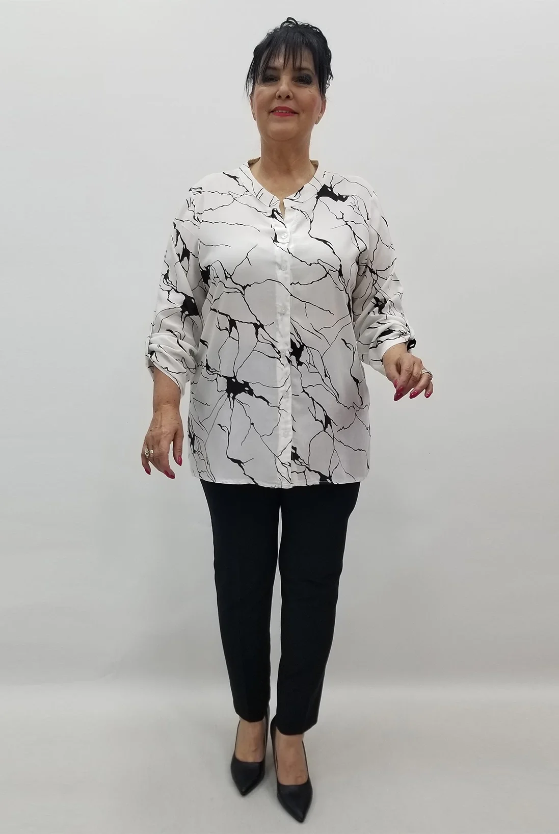 Miraggio Büyük Beden Gömlek 99610 SİYAH/BEYAZ