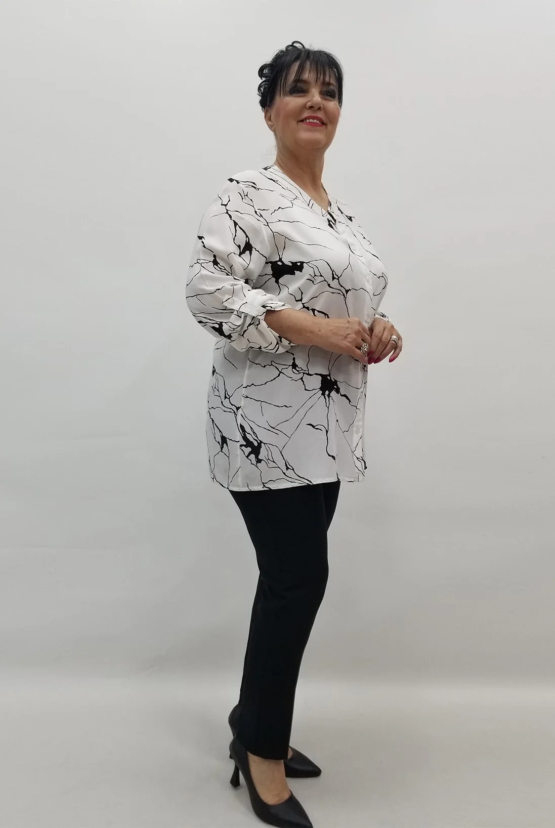 Miraggio Büyük Beden Gömlek 99610 SİYAH/BEYAZ