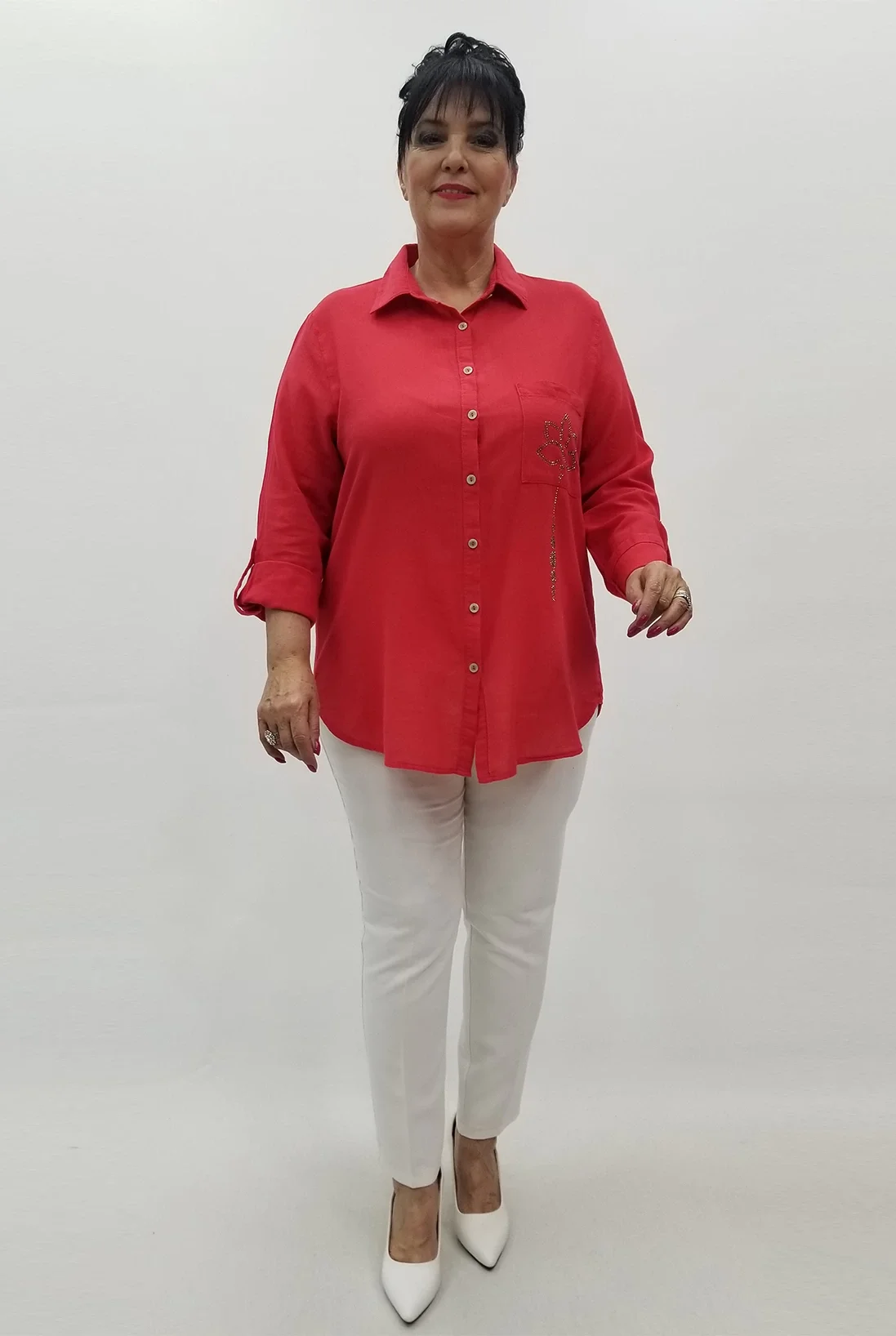 Miraggio Büyük Beden Gömlek 99634 KIRMIZI
