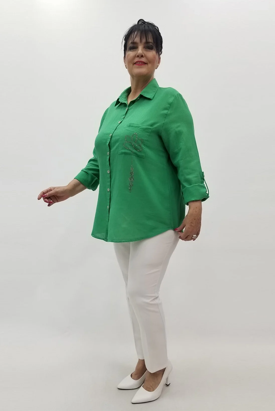 Miraggio Büyük Beden Gömlek 99634 YEŞİL