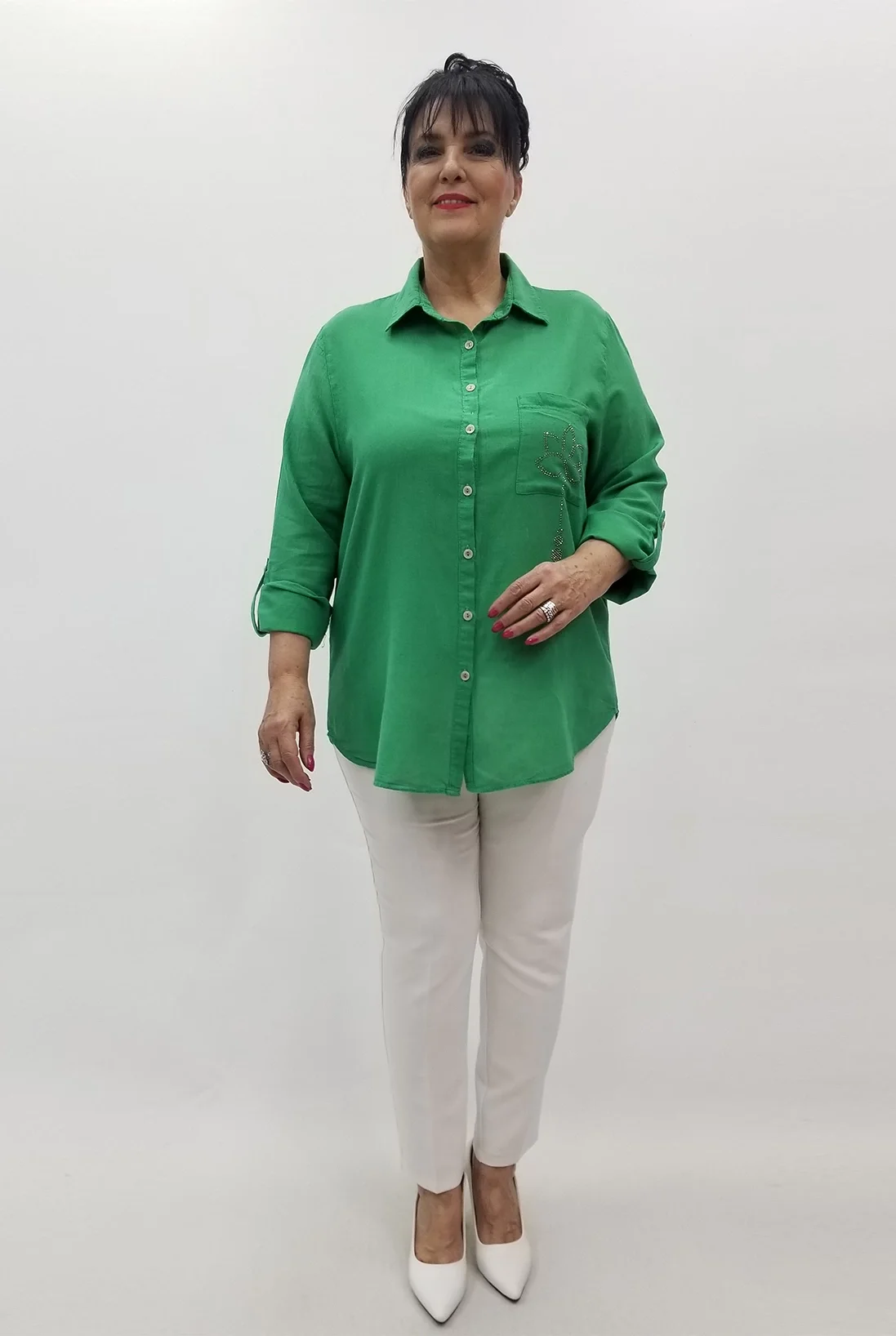 Miraggio Büyük Beden Gömlek 99634 YEŞİL