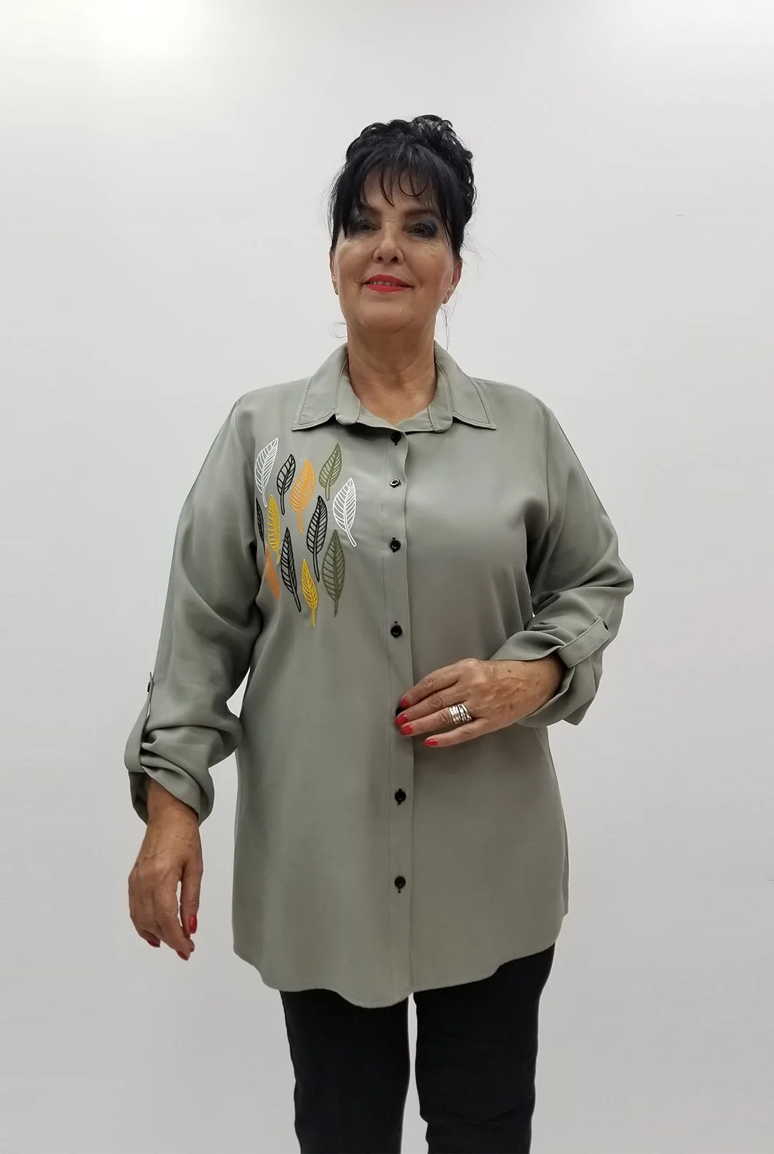 Miraggio Büyük Beden Gömlek 99670 YEŞİL