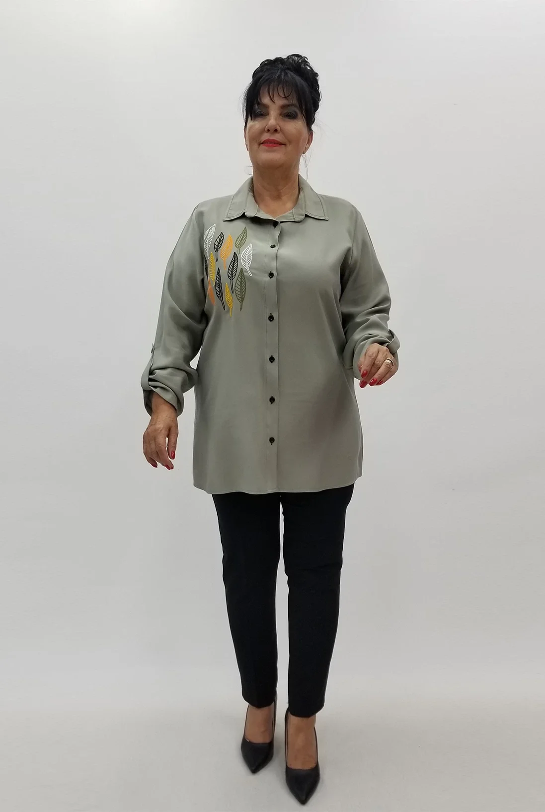 Miraggio Büyük Beden Gömlek 99670 YEŞİL