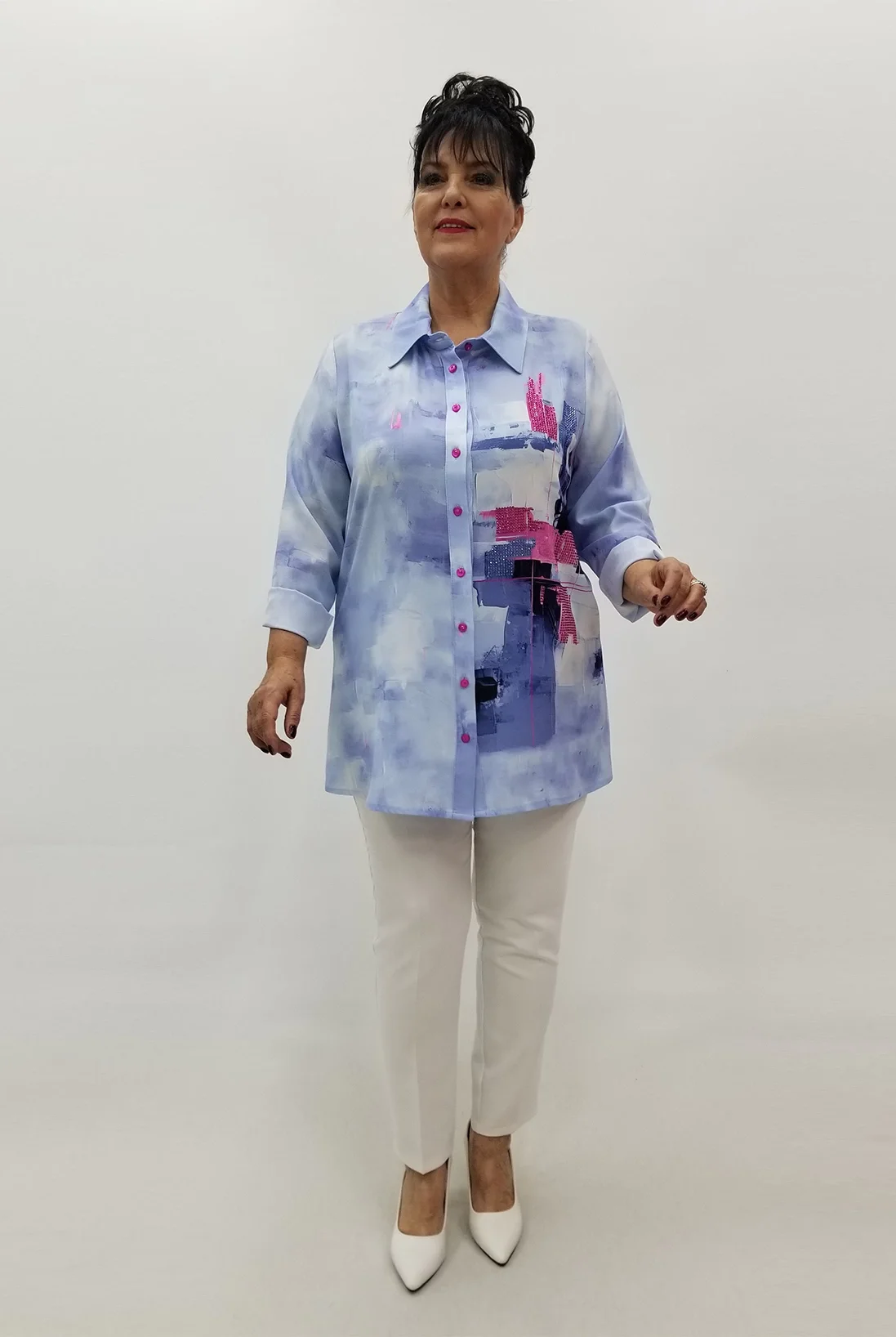 Miraggio Büyük Beden Gömlek 99678 MAVİ