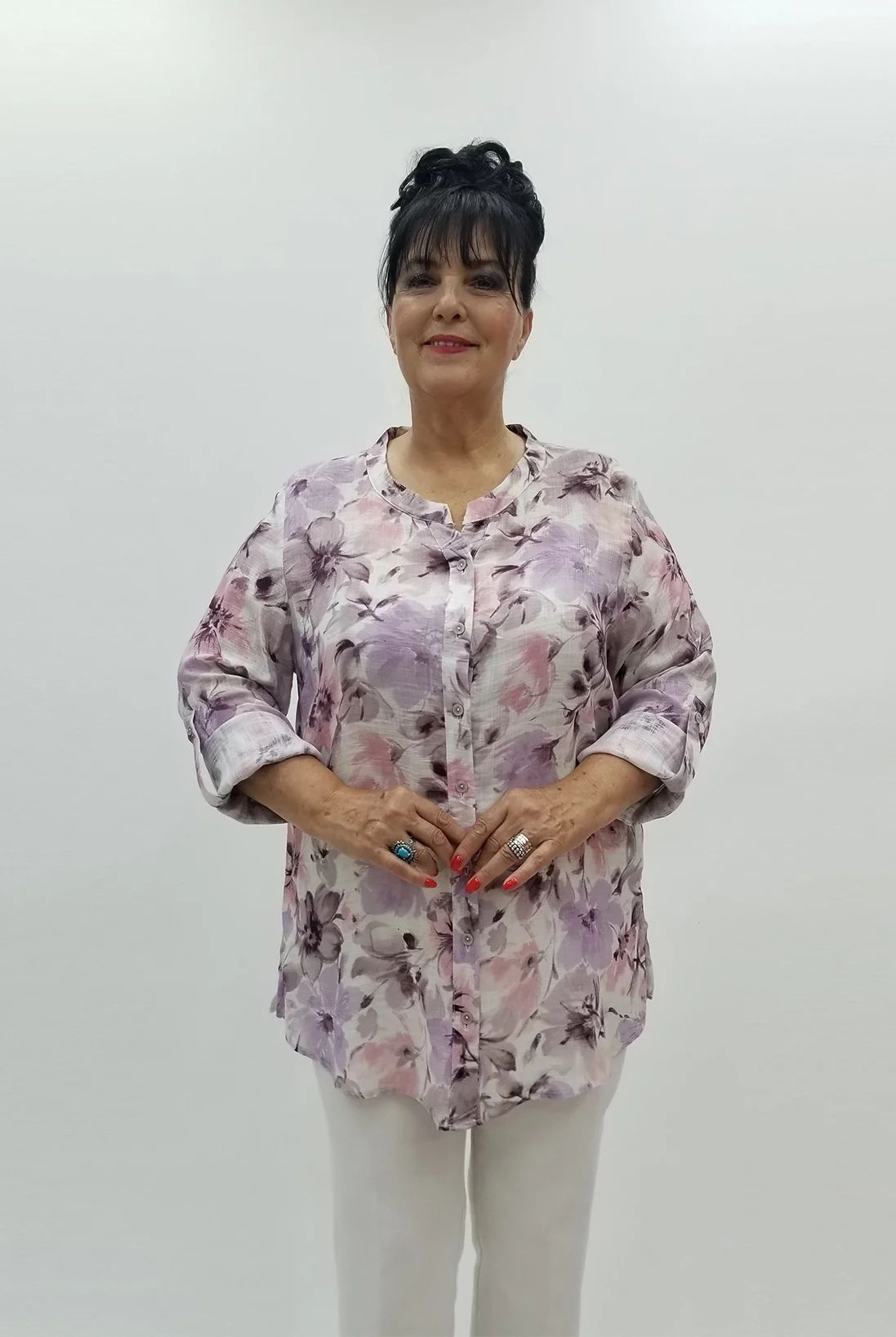 Miraggio Büyük Beden Gömlek 99747 LİLA