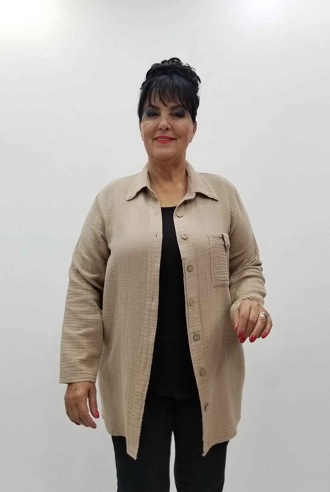 Miraggio Büyük Beden Gömlek 99979 BEJ