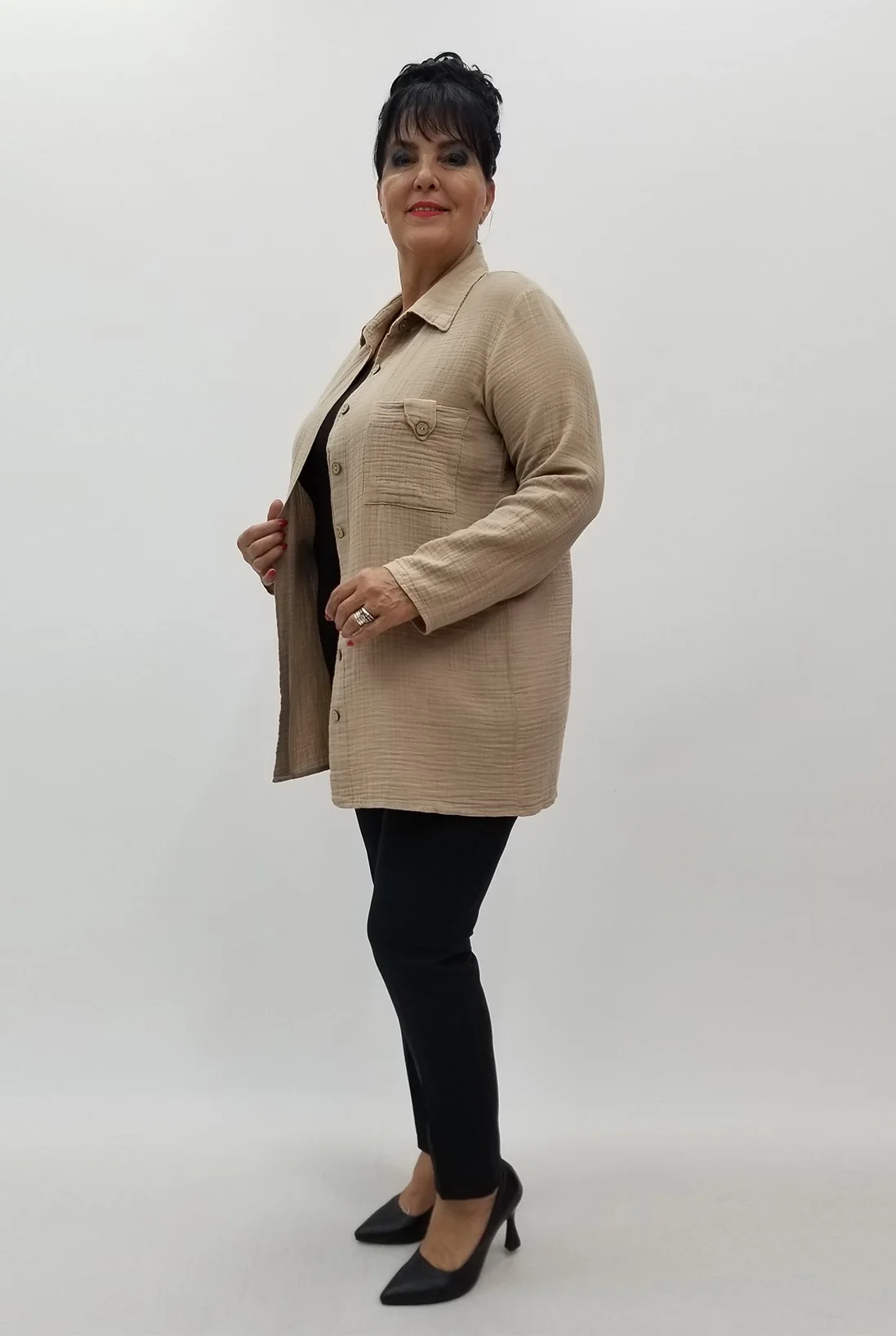 Miraggio Büyük Beden Gömlek 99979 BEJ