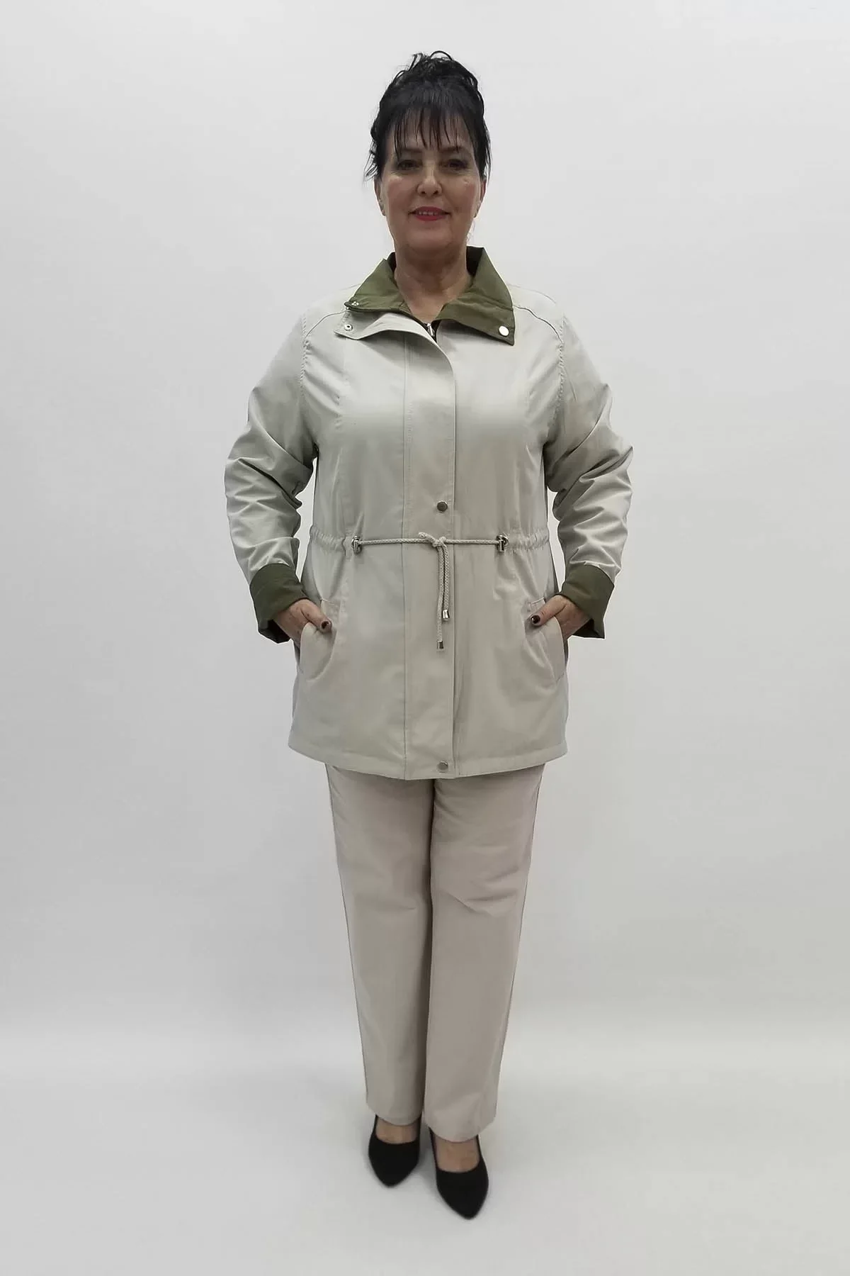 Miraggio Büyük Beden Mont 99550 HAKİ/BEJ