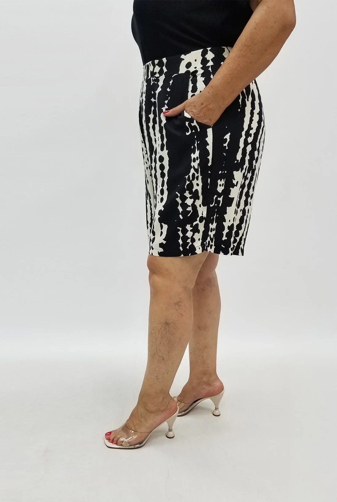 Miraggio Büyük Beden Şort 99851 KREM/SİYAH