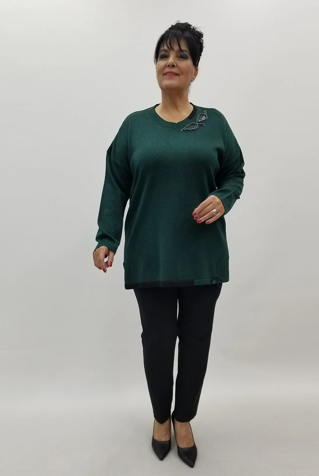 Miraggio Büyük Beden Triko 4104 ZÜMRÜT YEŞİLİ