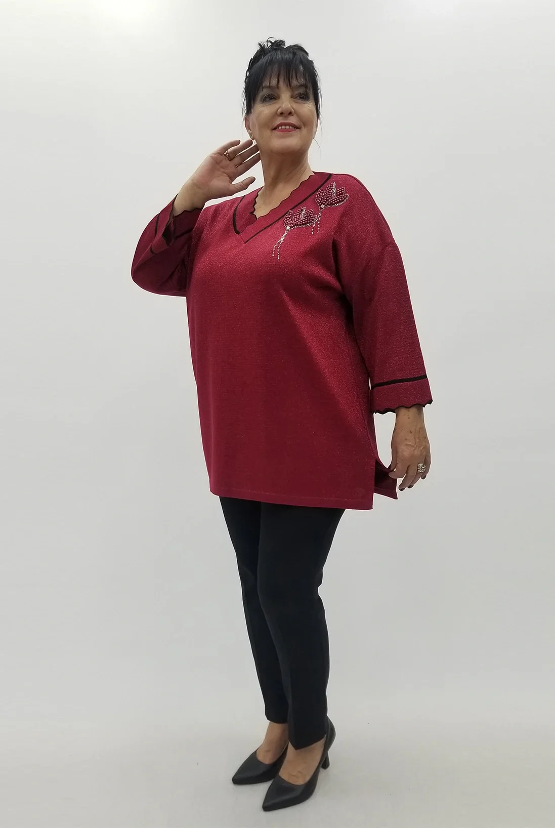 Miraggio Büyük Beden Triko 4105 BORDO