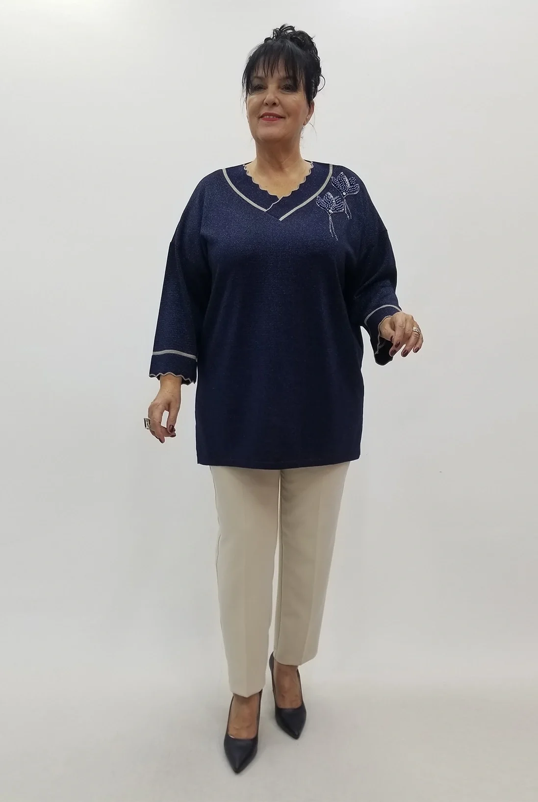 Miraggio Büyük Beden Triko 4105 LACİVERT