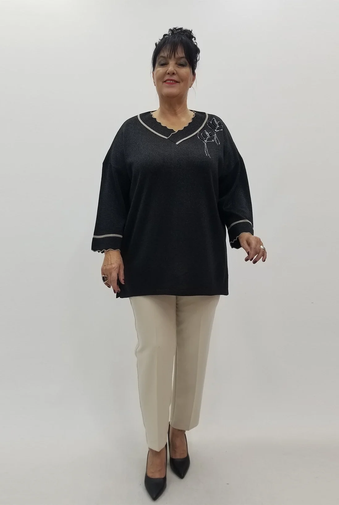 Miraggio Büyük Beden Triko 4105 SİYAH