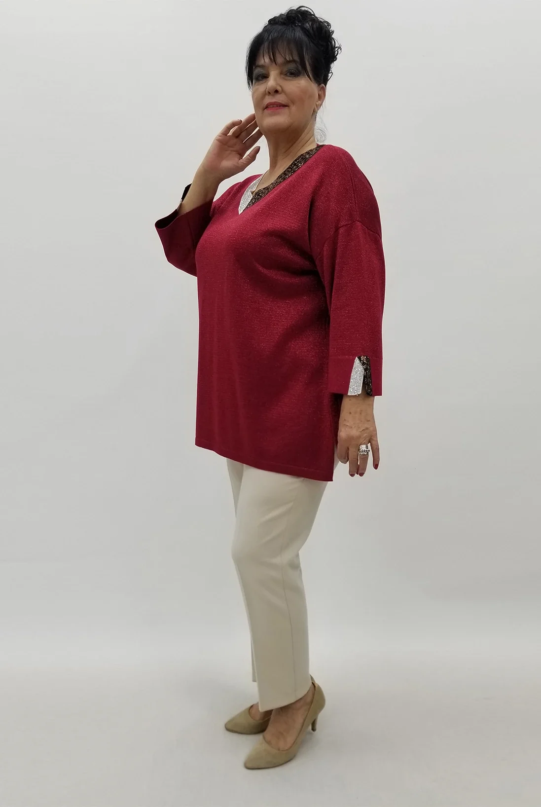 Miraggio Büyük Beden Triko 4106 BORDO