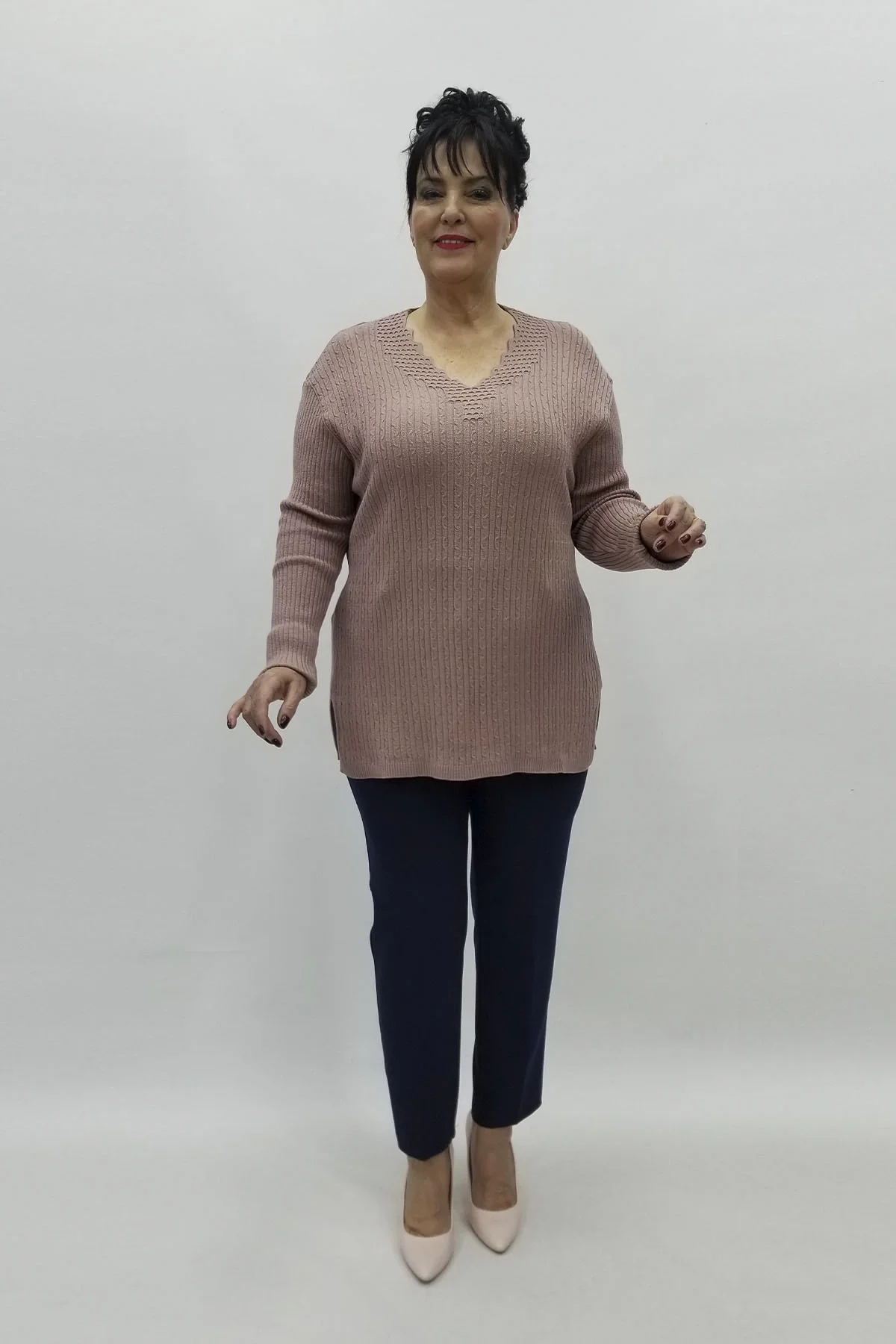 Miraggio Büyük Beden Triko 98326 PUDRA