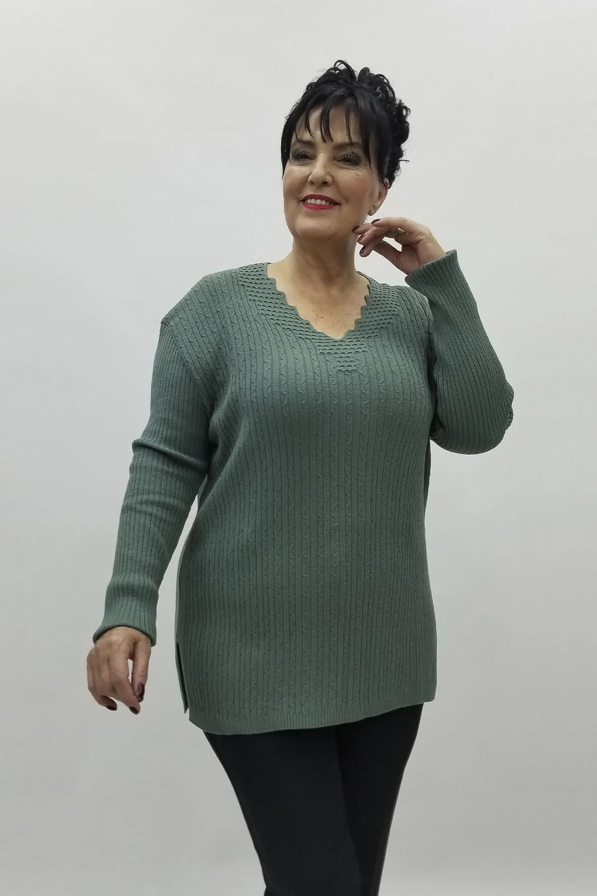 Miraggio Büyük Beden Triko 98326 YEŞİL