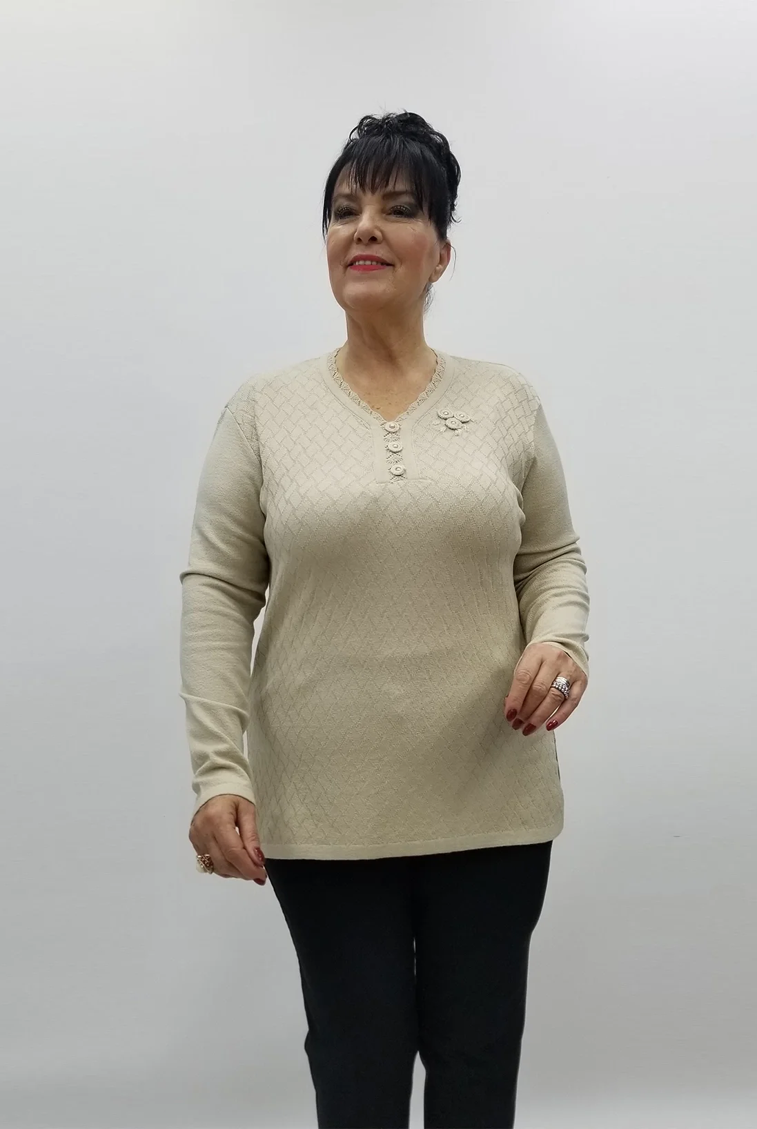 Miraggio Büyük Beden Triko 98345 KREM