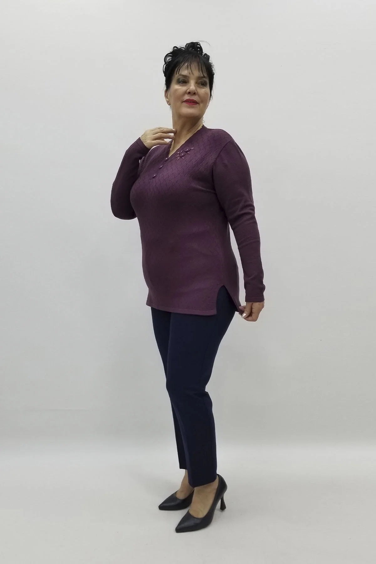 Miraggio Büyük Beden Triko 98345 MÜRDÜM