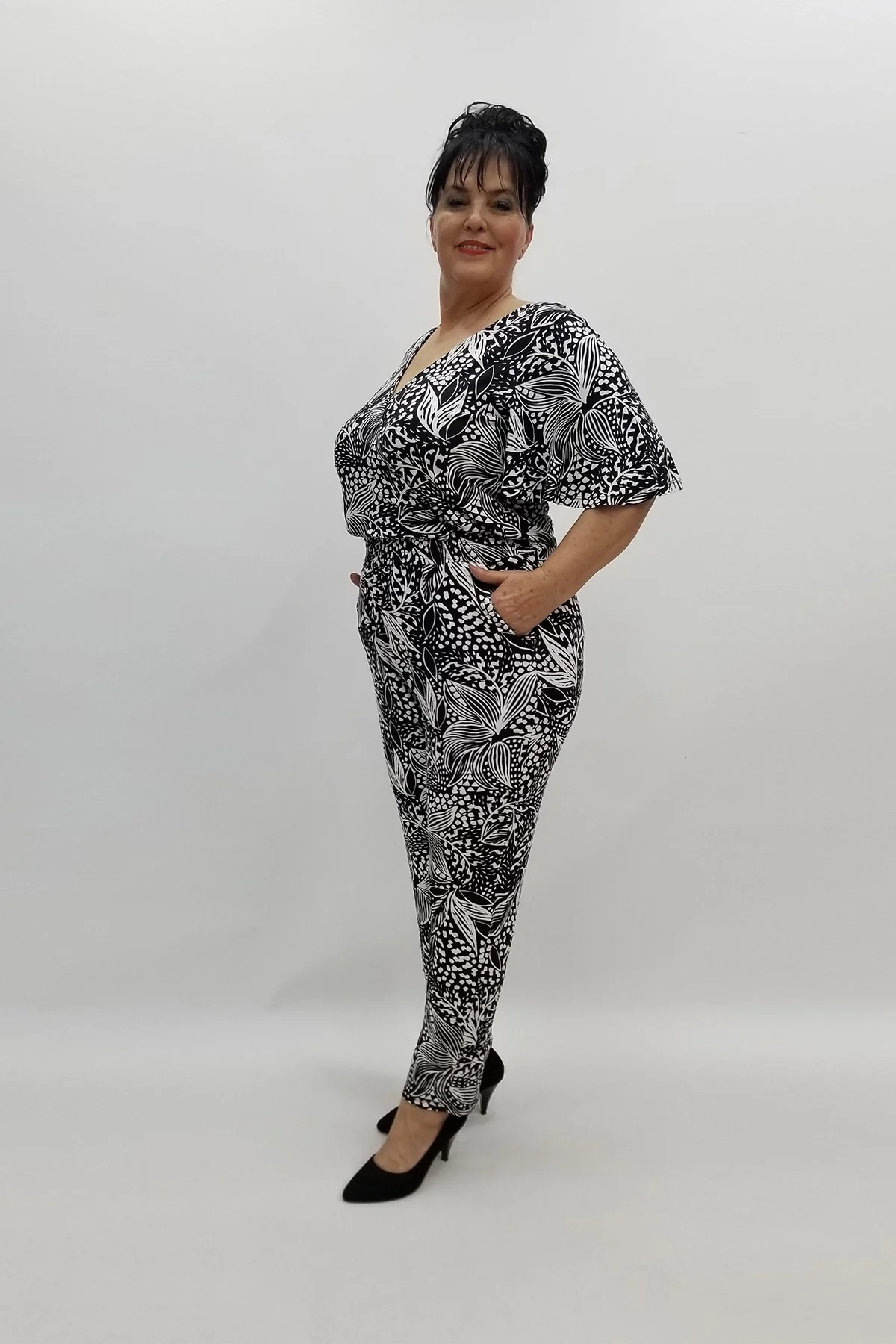 Miraggio Büyük Beden Tulum 97725 SİYAH/BEYAZ