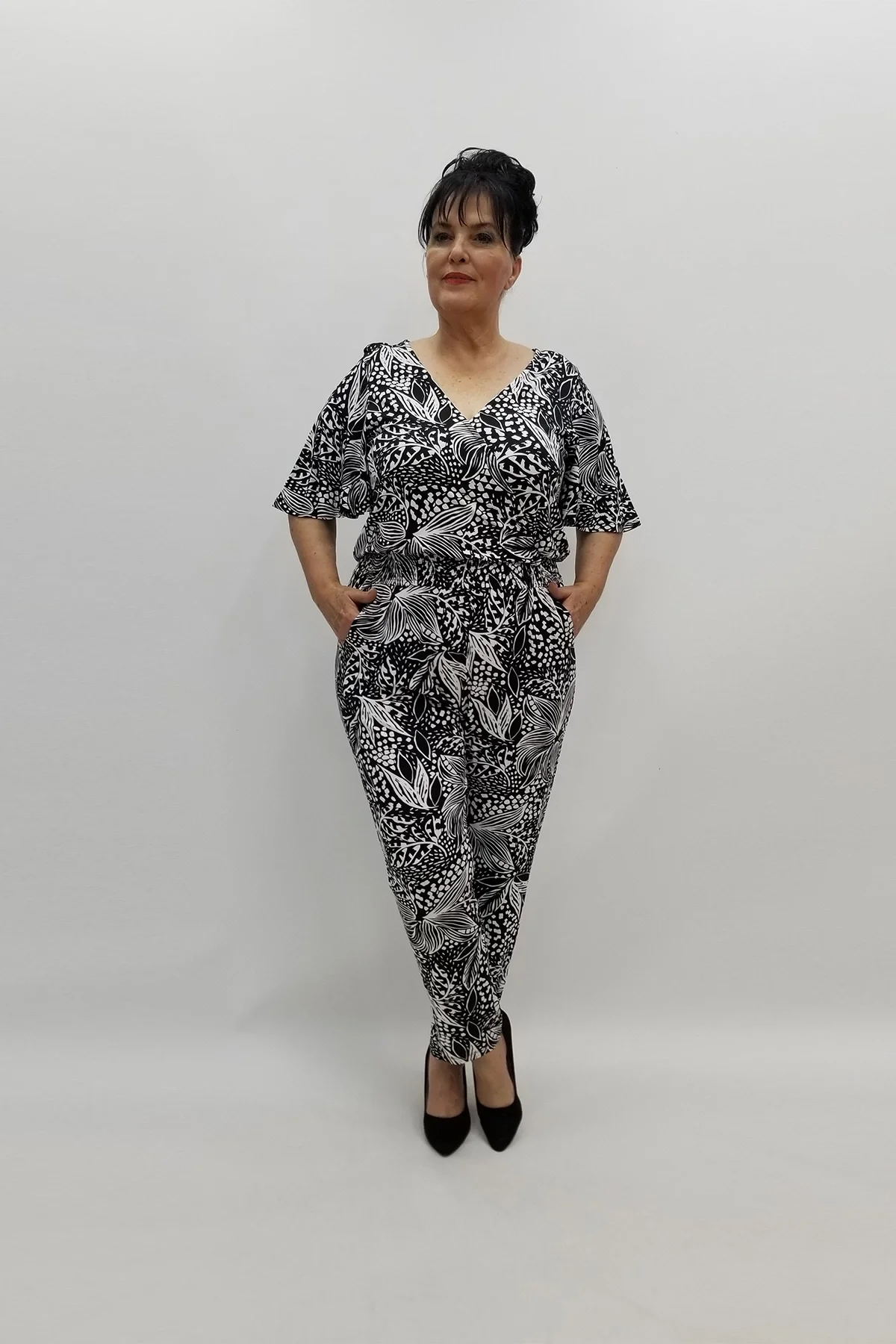 Miraggio Büyük Beden Tulum 97725 SİYAH/BEYAZ