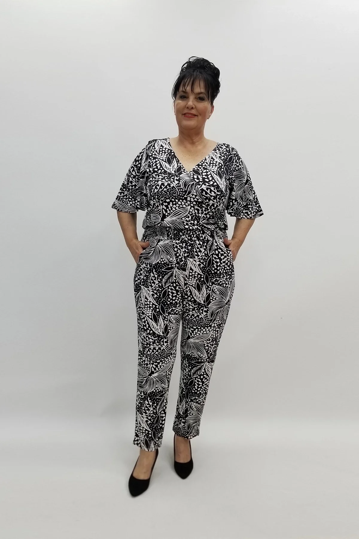 Miraggio Büyük Beden Tulum 97725 SİYAH/BEYAZ