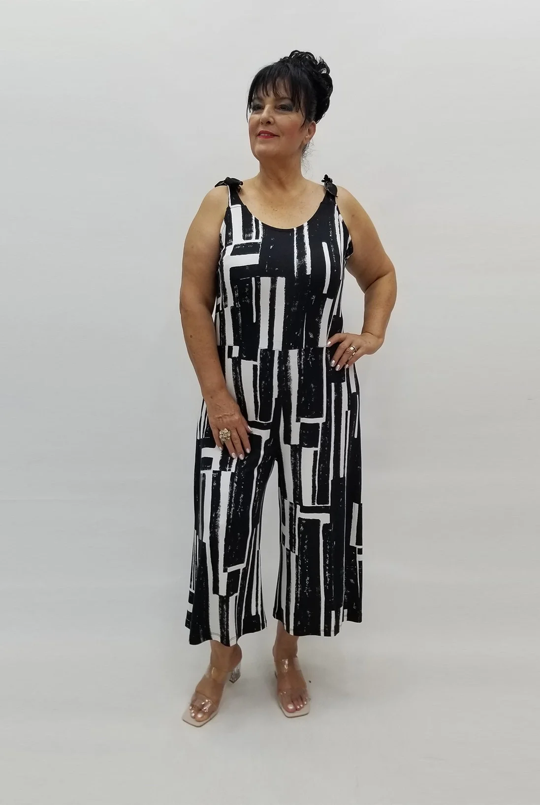 Miraggio Büyük Beden Tulum 98984 SİYAH/BEYAZ